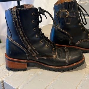 Harley Davidson 84035 Womens US 9.5 Black Side Zip Buckle Leather Riding Boot